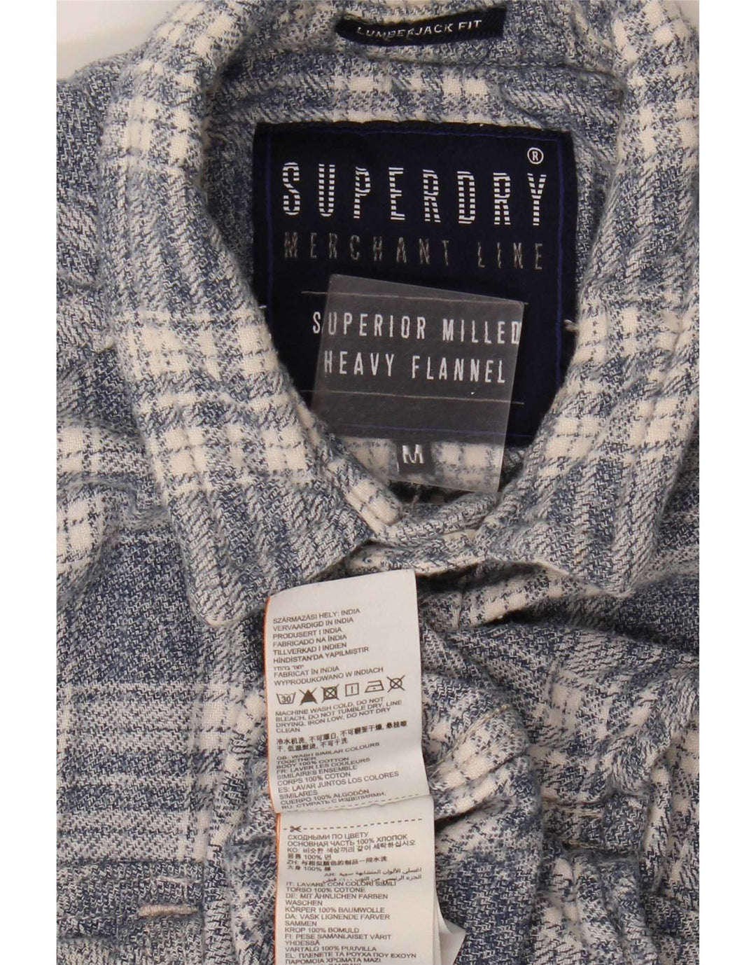 Superdry Męska koszula flanelowa w średnią szarą kratę, bawełniana