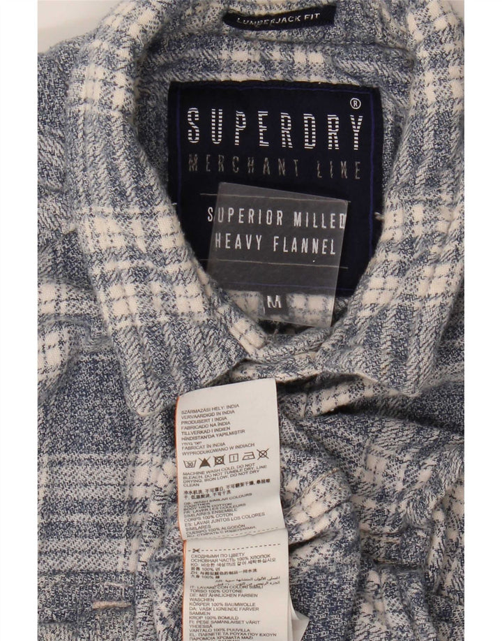 Superdry Męska koszula flanelowa w średnią szarą kratę, bawełniana
