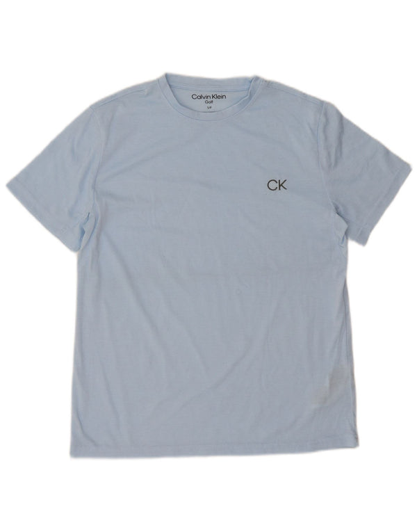 T-shirt męski Calvin Klein, mały, niebieski, poliestrowy