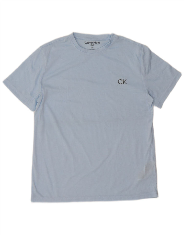 T-shirt męski Calvin Klein, mały, niebieski, poliestrowy