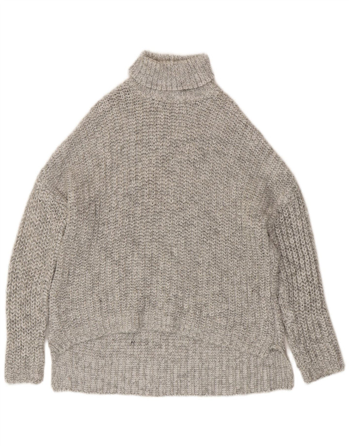 Damski sweter oversize Zara z wywijanym dekoltem UK 14, średni szary, nakrapiany