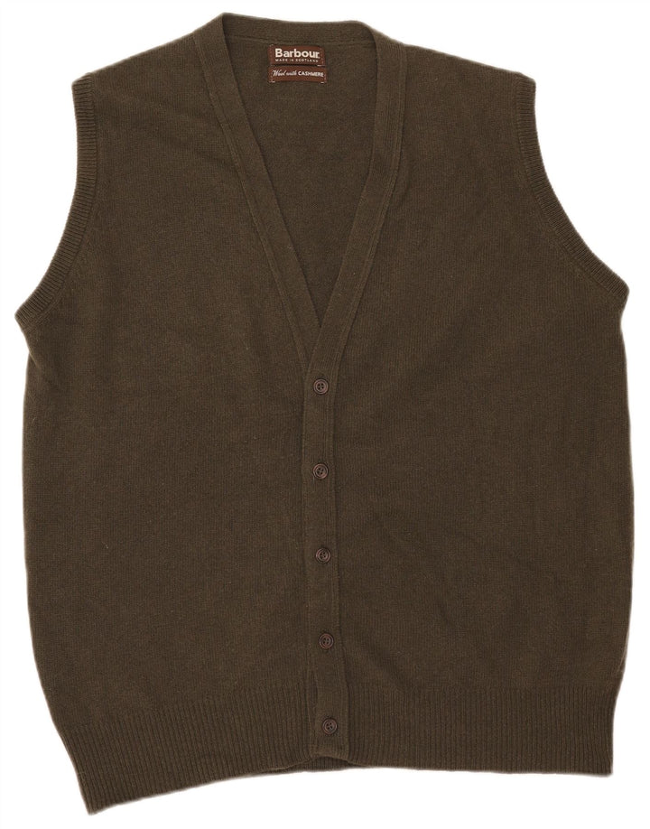 Męski sweter bez rękawów Barbour, duża wełna khaki