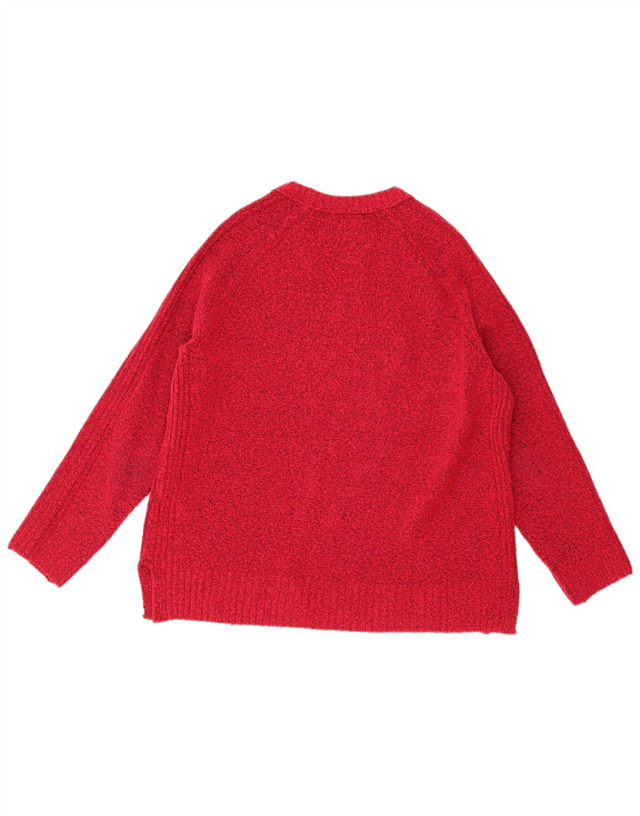 Marks & Spencer Damski sweter z dekoltem w łódkę, UK 14, średni, czerwony, nakrapiany