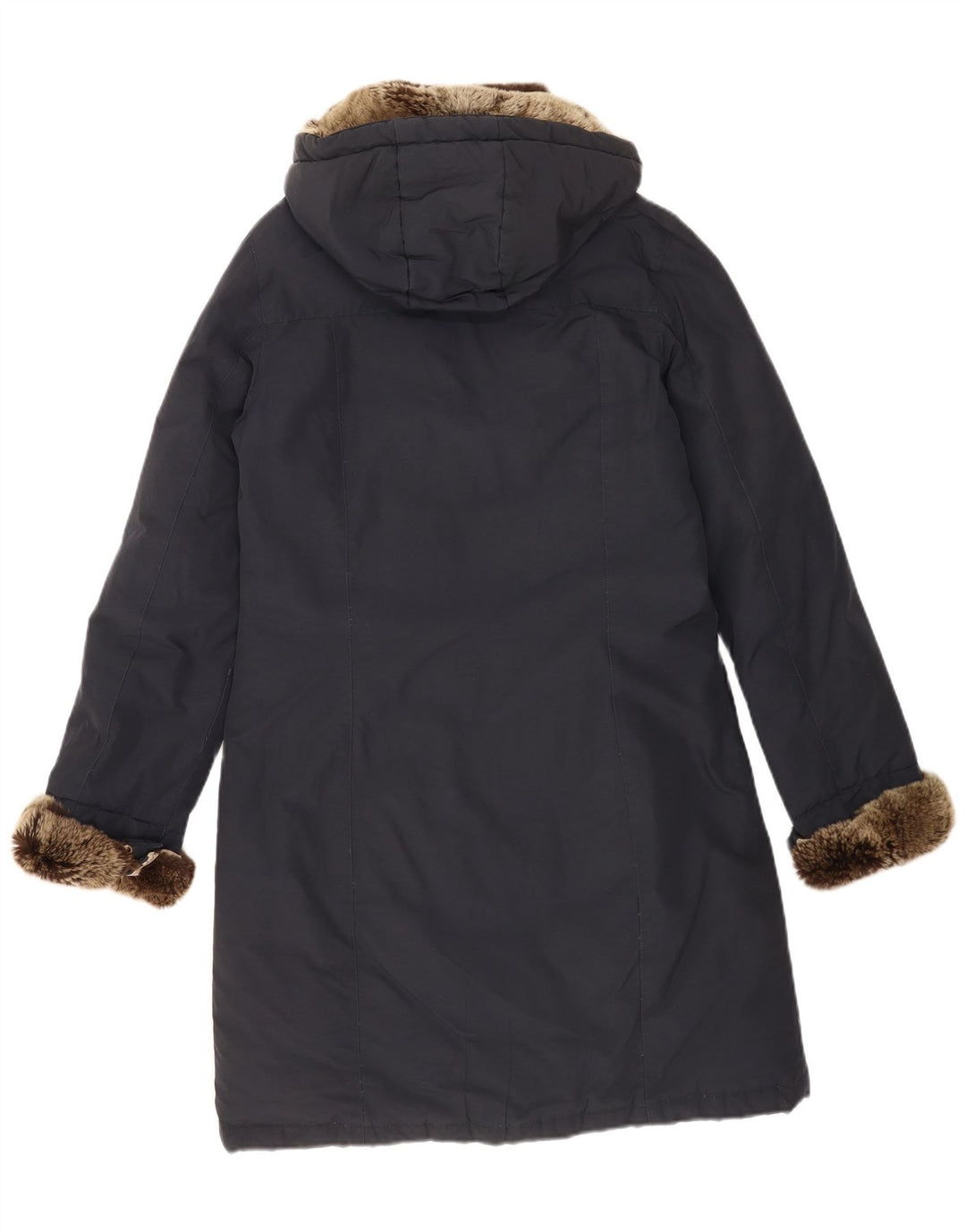 Woolrich Męski ocieplany płaszcz z kapturem UK 38, średni granatowy, bawełniany