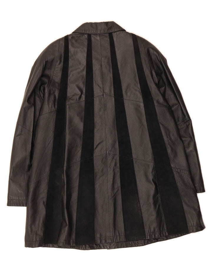 GIORGIO MOBIANI Womens Leather Coat UK 16 Large  Black Striped Leather Vintage Giorgio Mobiani and Second-Hand Giorgio Mobiani from Messina Hembry 