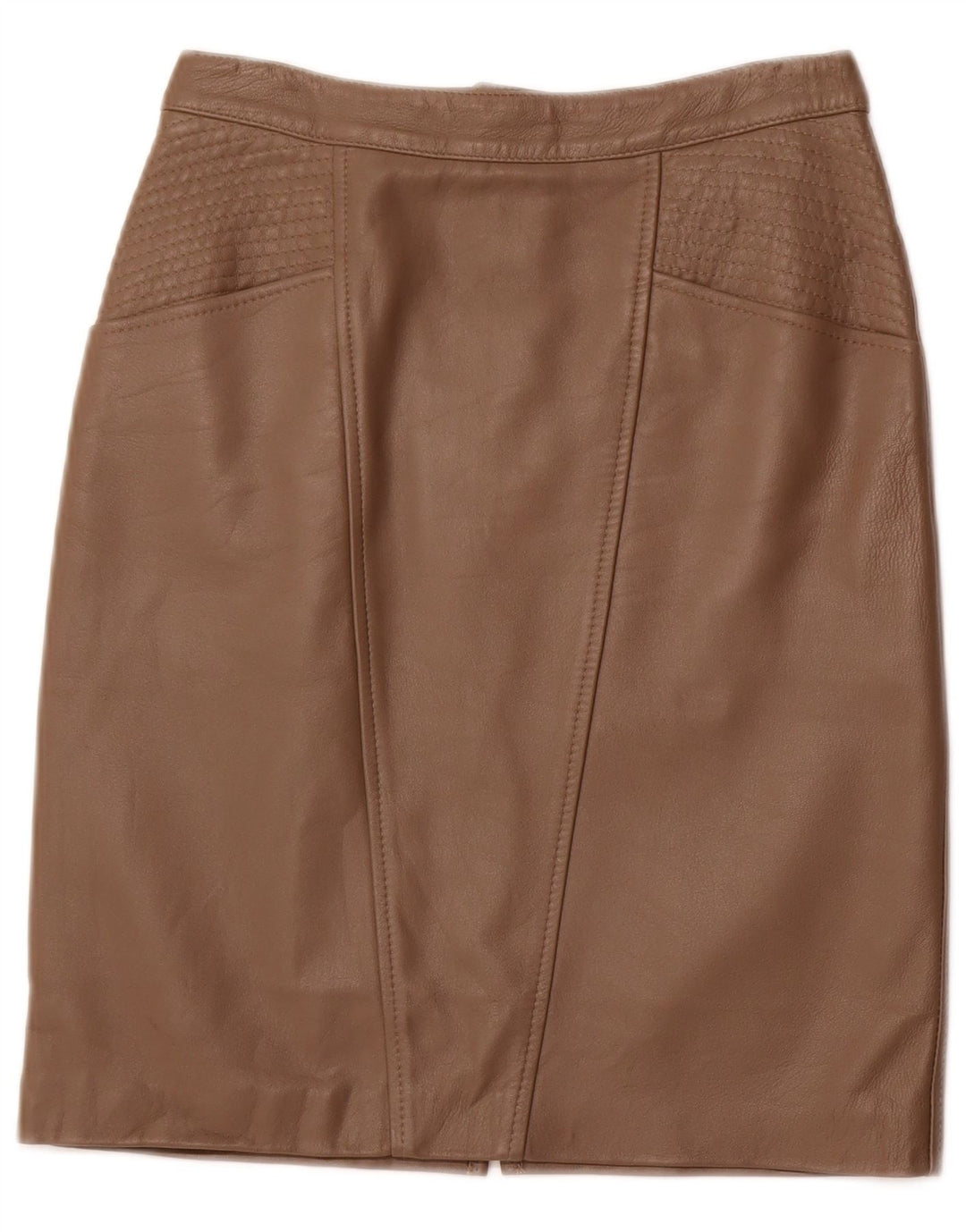 Damska skórzana spódnica z wysokim stanem VINTAGE IT 42 Medium W26 Brązowa skóra