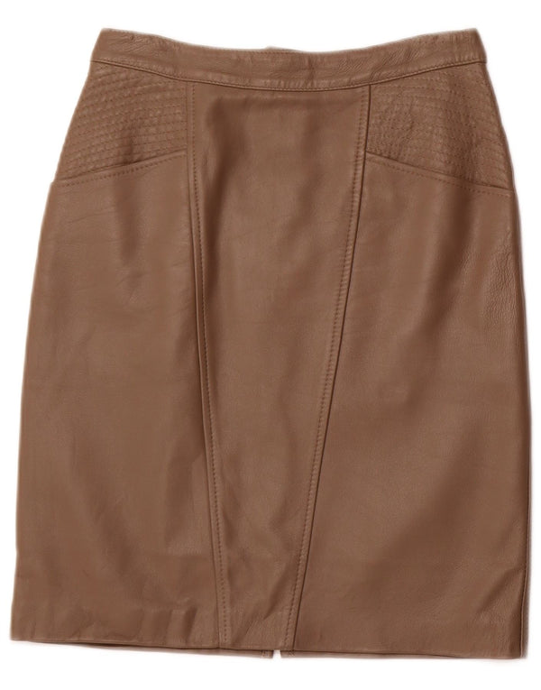 Damska skórzana spódnica z wysokim stanem VINTAGE IT 42 Medium W26 Brązowa skóra