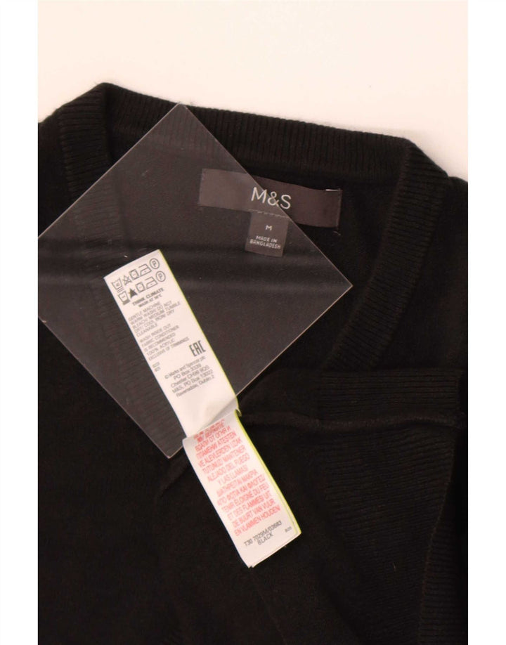 Marks & Spencer Męski sweter z dekoltem w kształcie litery V, średni czarny akryl