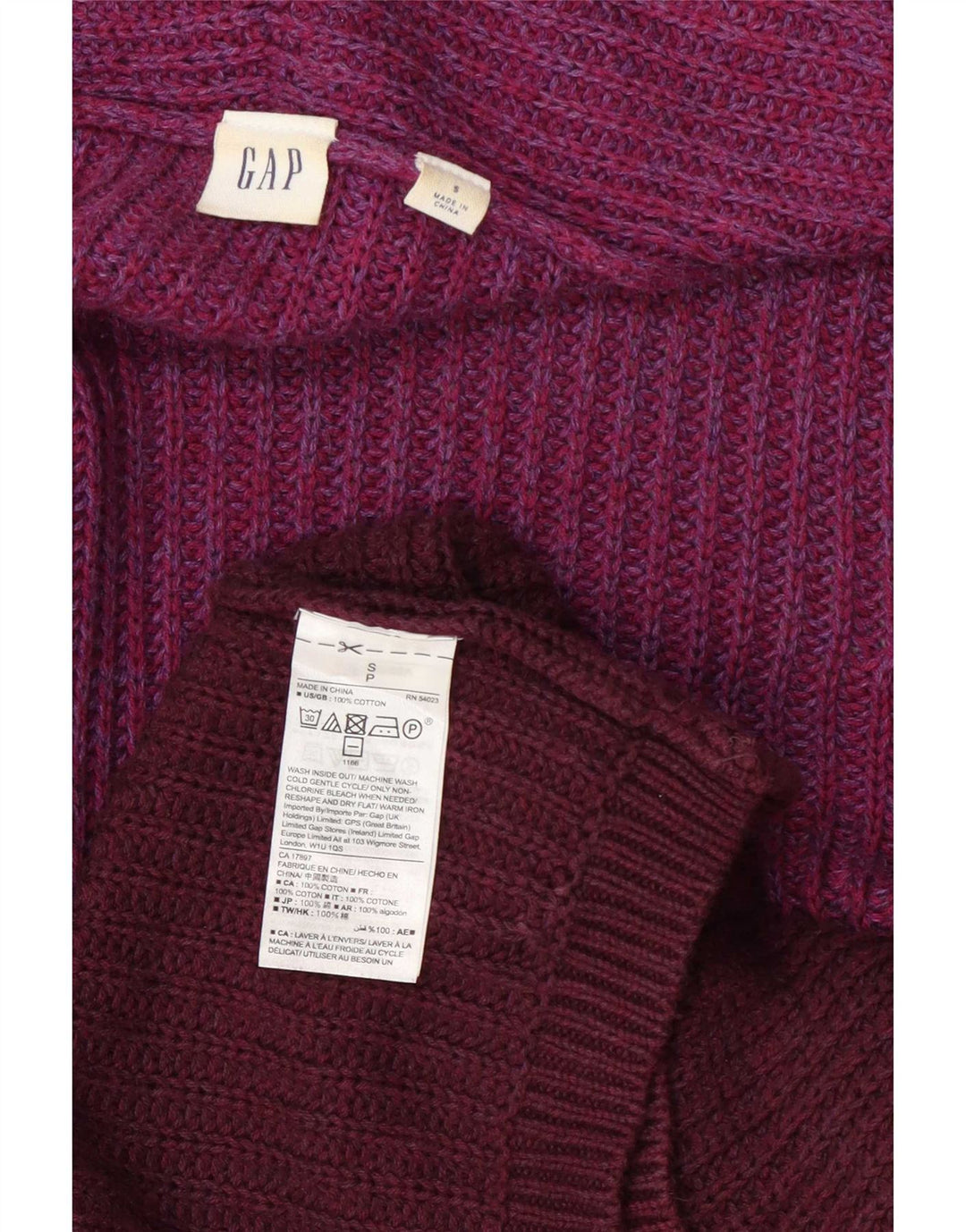 Damski sweter rozpinany Gap Oversized Longline UK 10 Small Burgundy