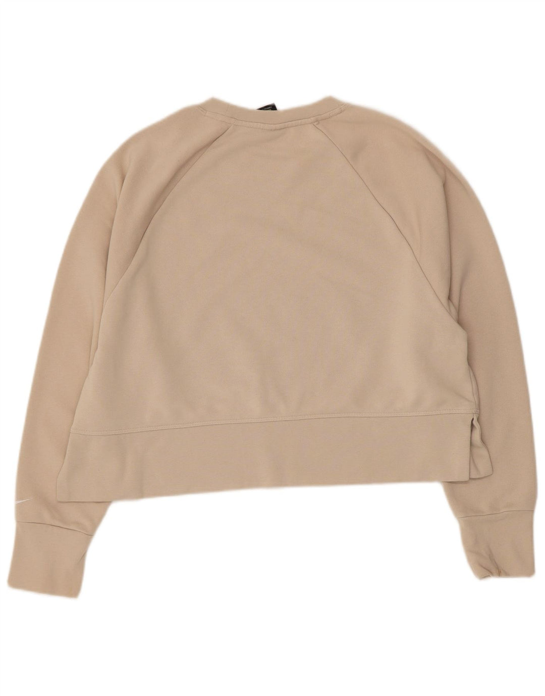 NIKE Womens Crop Oversized Graphic Sweatshirt Jumper UIK 10 Small Beige