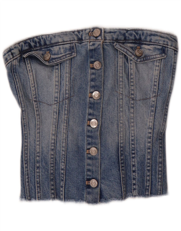 Damski gorset dżinsowy bez ramiączek Zara UK 8 Small Blue Cotton