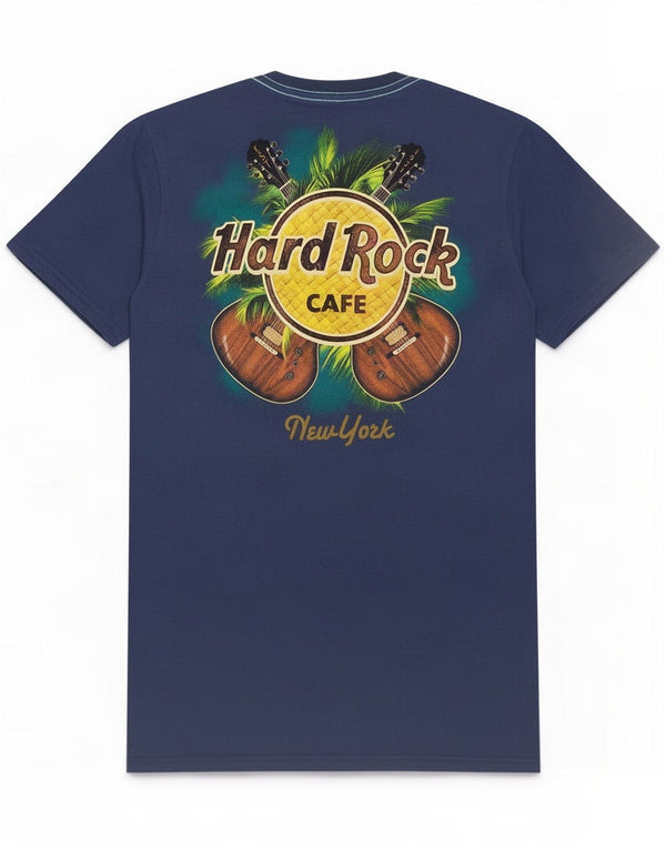Hard Rock Cafe Męski T-shirt z grafiką New York Top Mały Granatowy Bawełniany