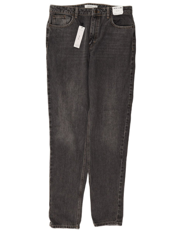 Damskie jeansy zwężane Topshop Mom UK 14 Large W32 L36 Szara bawełna