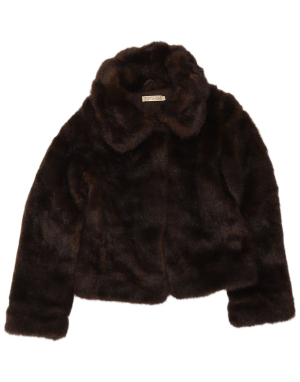 Topshop Bolero damskie ze sztucznego futra UK 8 Małe brązowe akrylowe