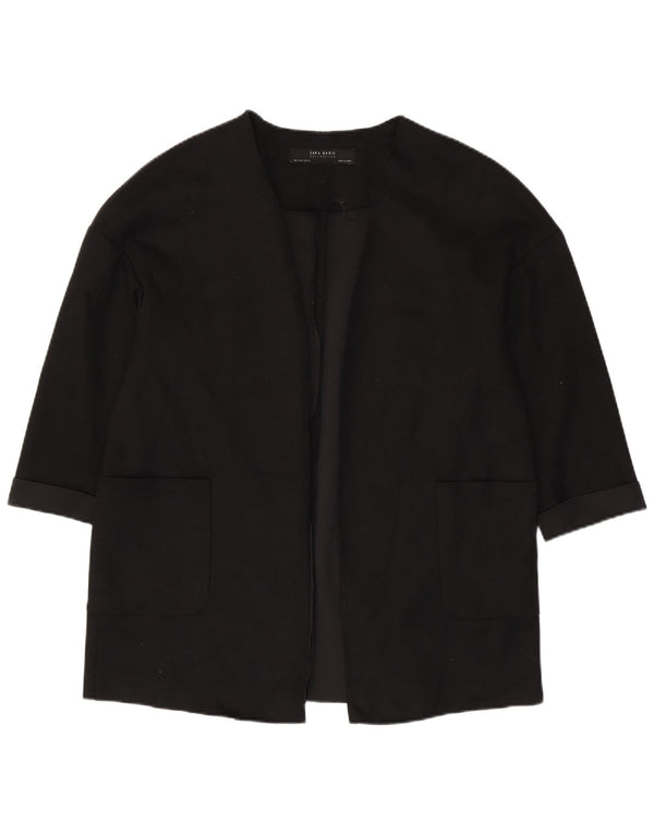 ZARA Womens Oversized 3/4 Sleeve Open Blazer Jacket UK 10 Small Black