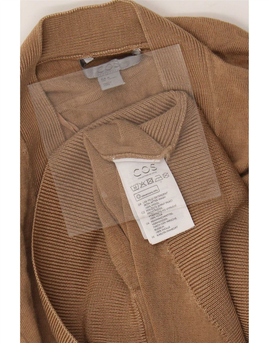 Cos Damski sweter oversize kardigan UK 14 Medium Beige Wool