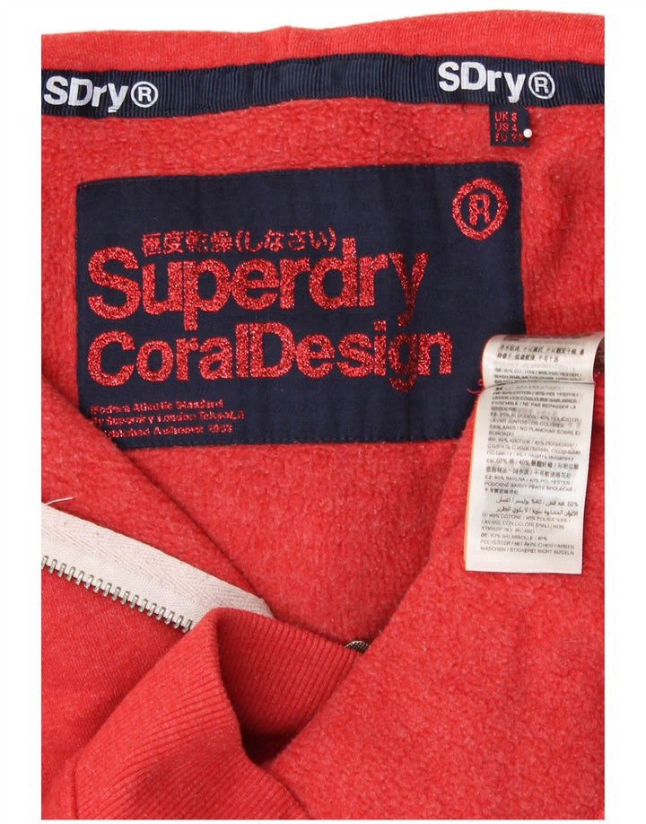 SUPERDRY Damski sweter z kapturem i zamkiem błyskawicznym UK 8, mały, pomarańczowy, bawełniany