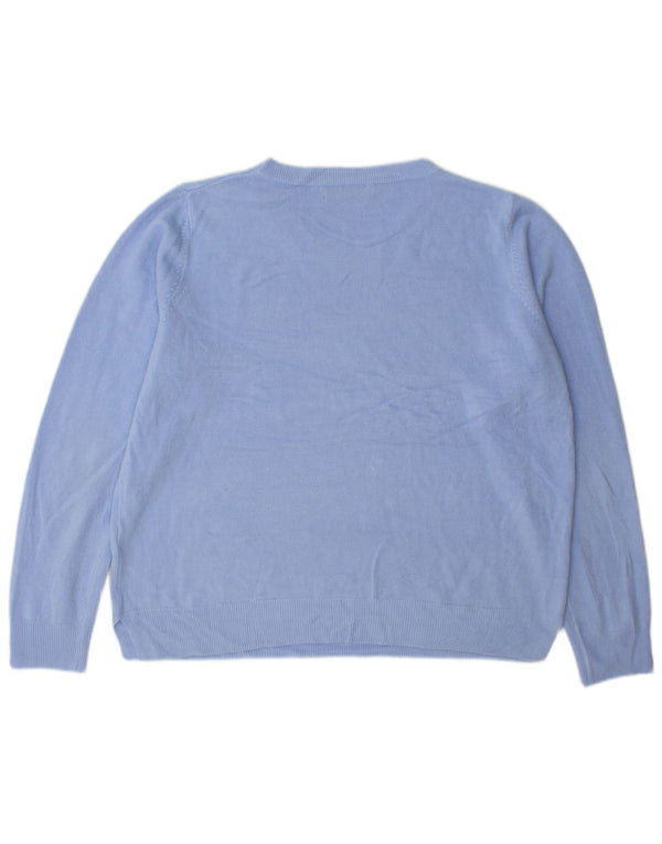 Marks & Spencer Damski sweter z dekoltem w łódkę, UK 18 XL, niebieski akryl