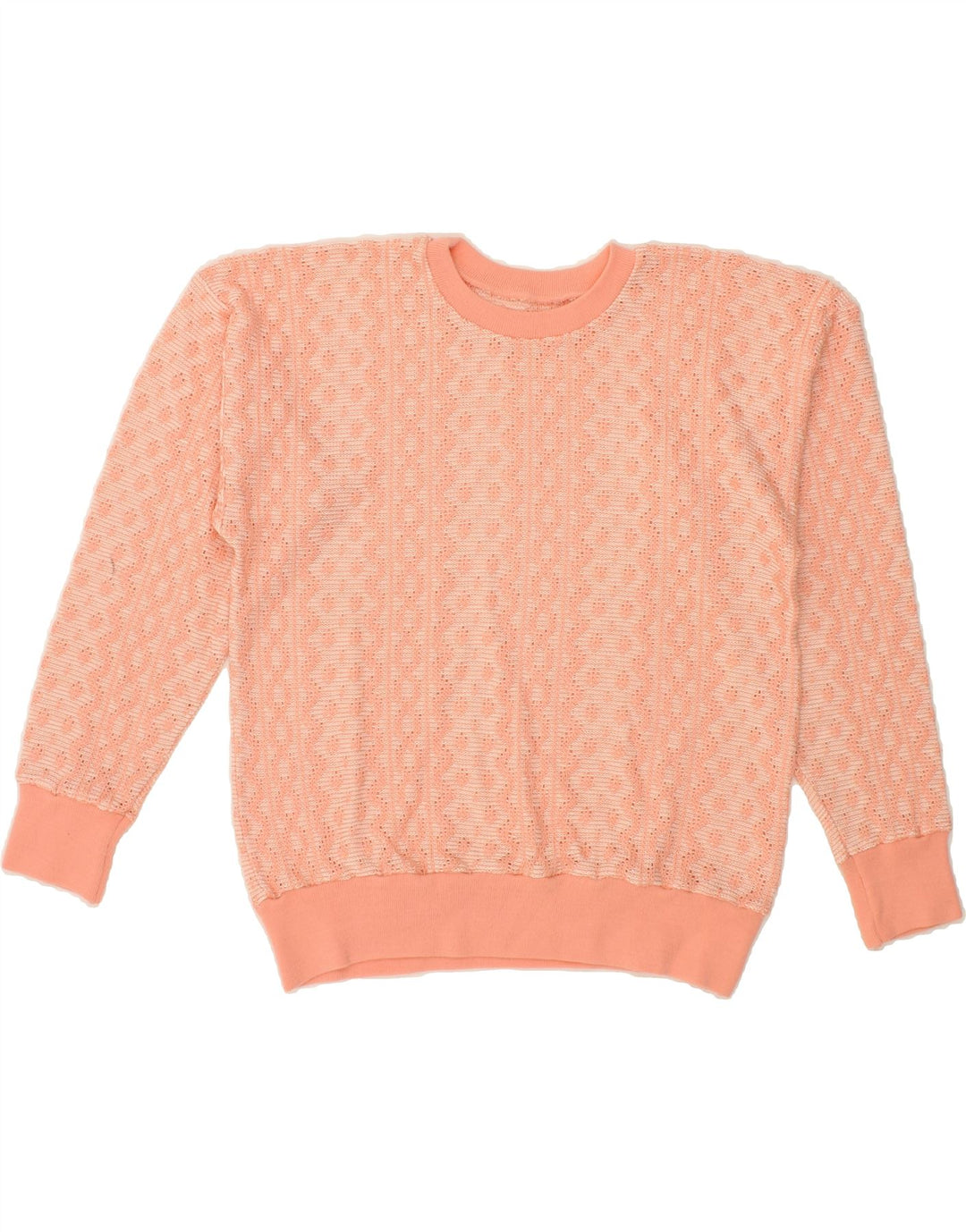 VINTAGE Womens Crew Neck Jumper Sweater UK 14 Medium Pink Chevron Vintage Vintage and Second-Hand Vintage from Messina Hembry 