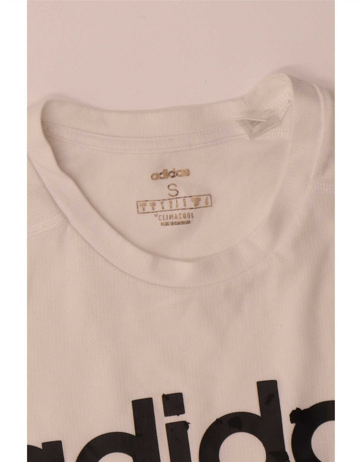 Męska koszulka Adidas Climacool z grafiką, mała, biała, poliestrowa
