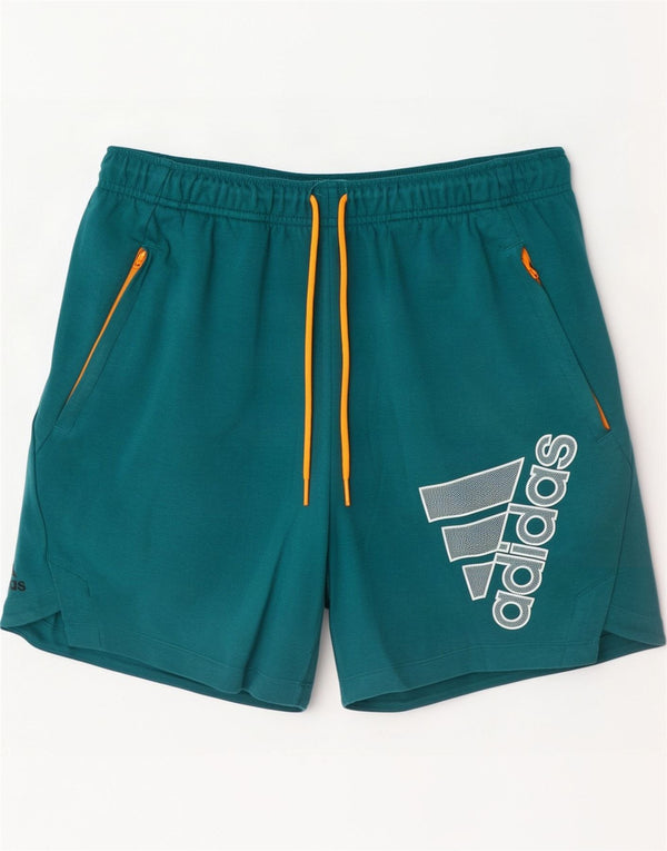 Męskie spodenki sportowe Adidas Aeroready Graphic, średnia turkusowa bawełna