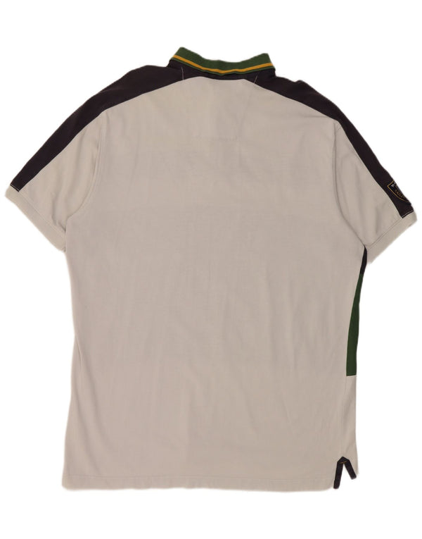 Męska koszulka polo Nautica z grafiką XL, biała, bawełniana w bloki kolorów