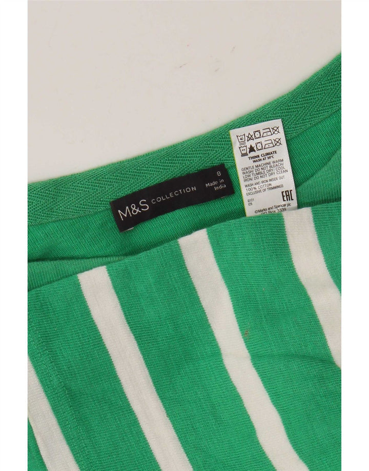 Marks & Spencer Damski top oversize z rękawem 3/4, UK 8, w małe zielone paski