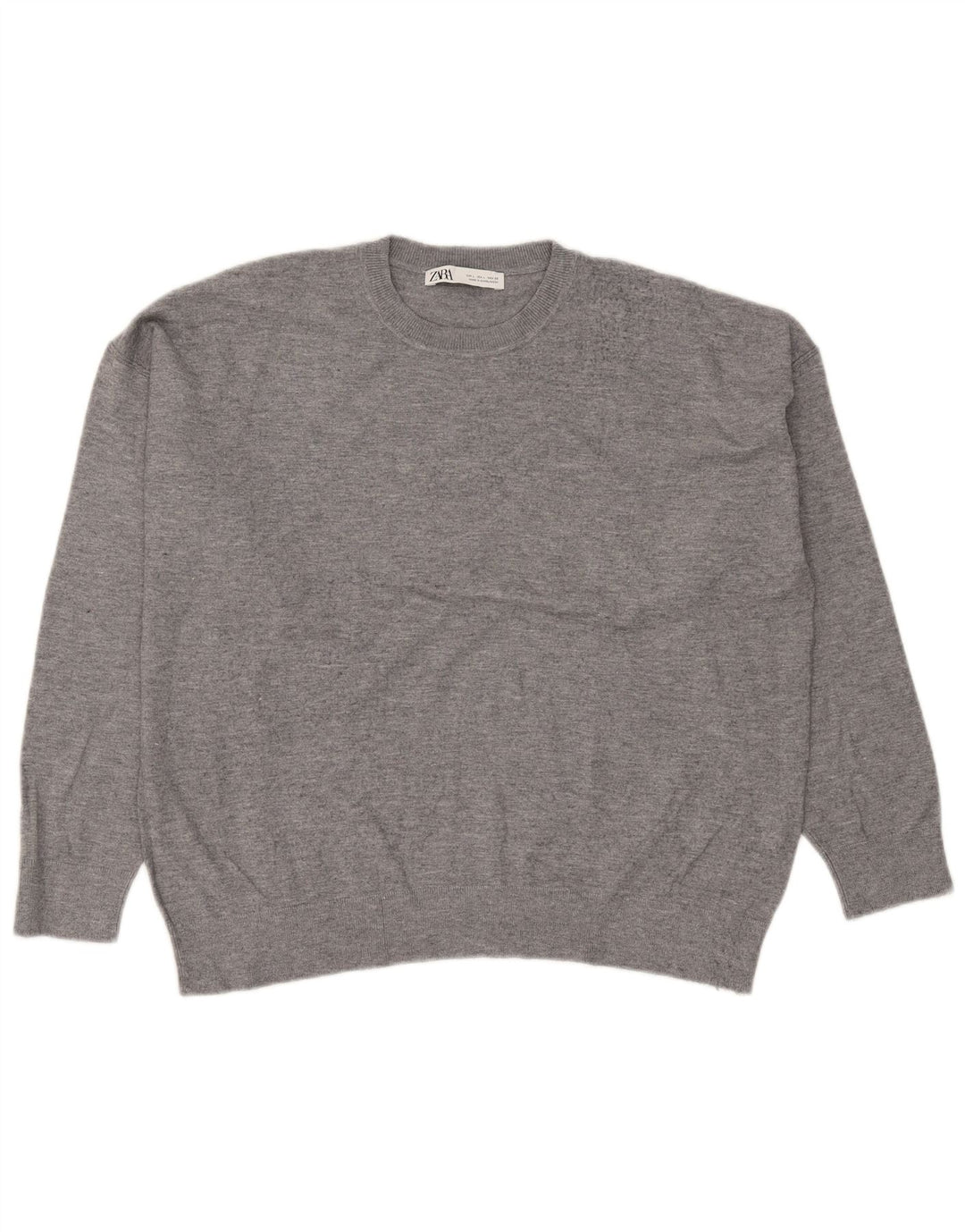 Damski sweter oversize z wycięciem pod szyją Zara UK 16, duży, szary, nakrapiany