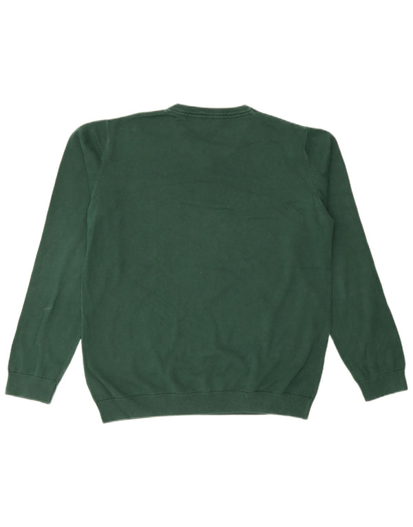 Zara Boys V-Neck Jumper Sweater 15-16 Years Green Cotton