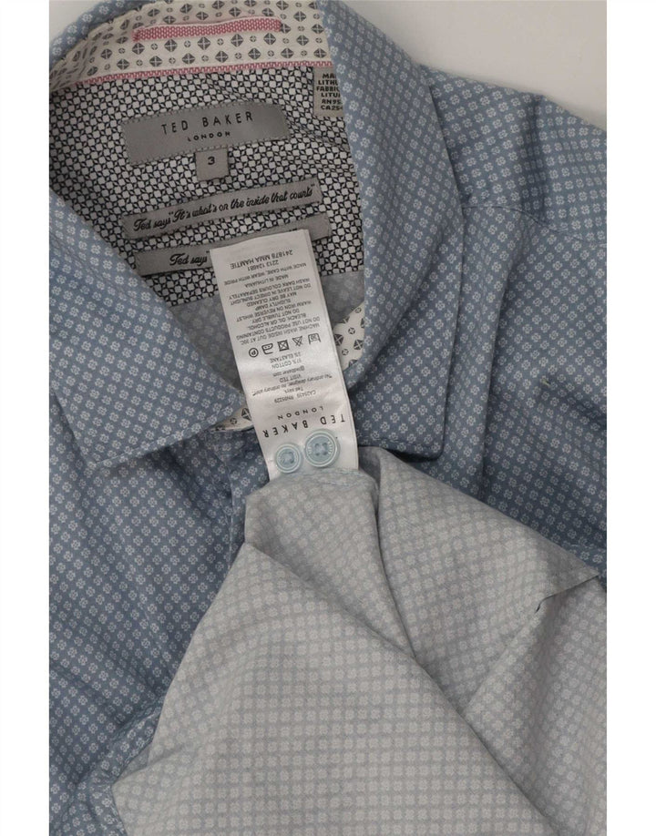 Ted Baker Męska koszula o klasycznym kroju, rozmiar 3, w kolorze średnioniebieskim, z geometrycznej bawełny