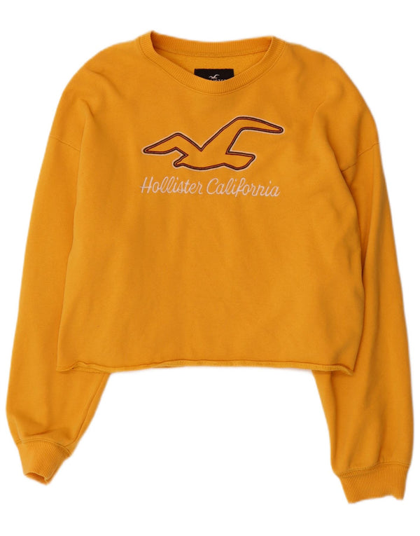 HOLLISTER Damska bluza z grafiką Crop, UK 14, średnia żółta bawełna