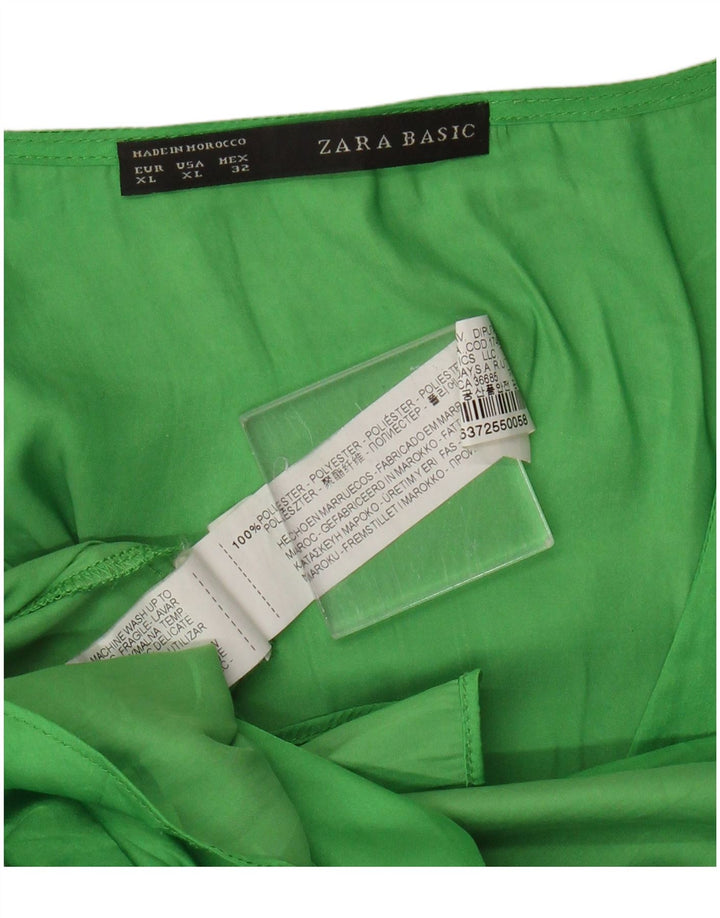 Damska bluzka bez rękawów Zara UK 18 XL, zielony poliester