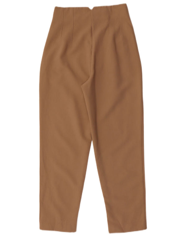 Zara Womens High Waist Suit Trousers Small W26 L27 Beige Polyester