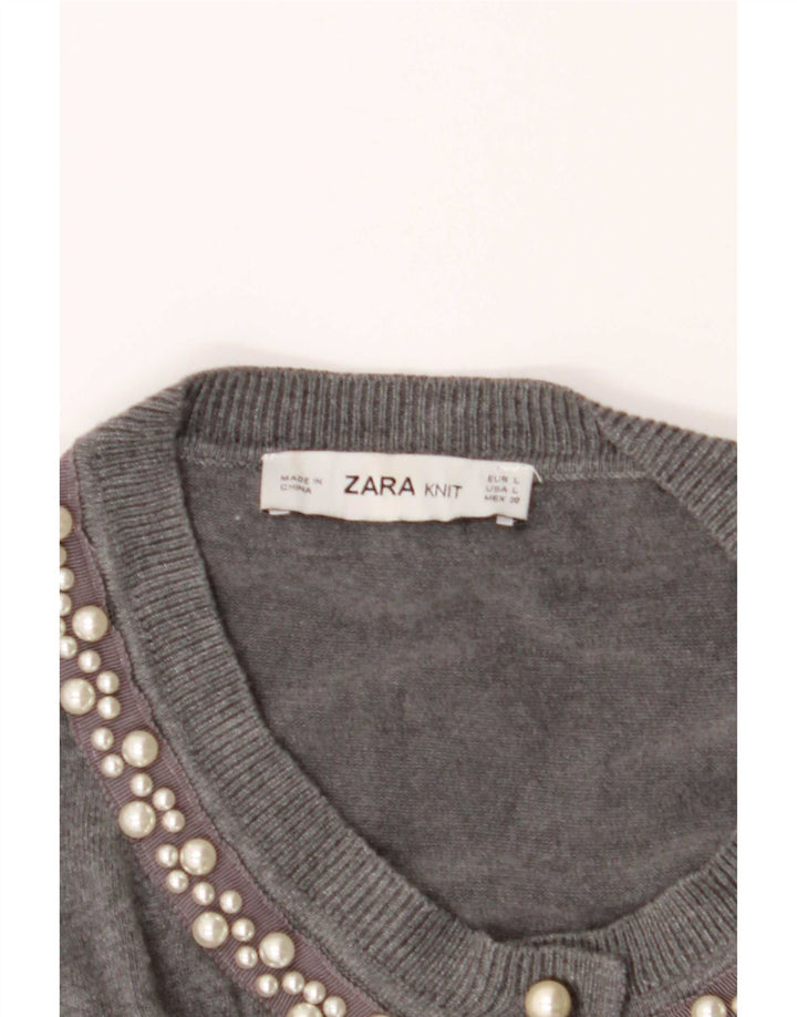 Sweter damski Zara Cardigan UK 14, duży, szary