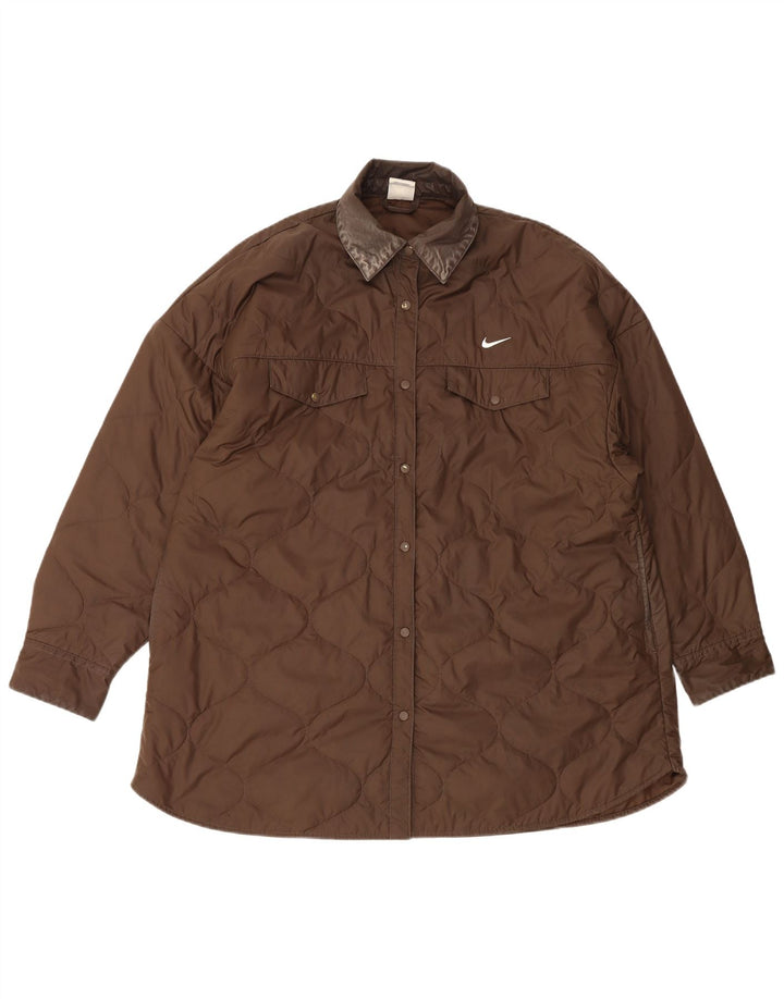 Damska pikowana kurtka oversize Nike UK 16, duża, brązowa, poliestrowa