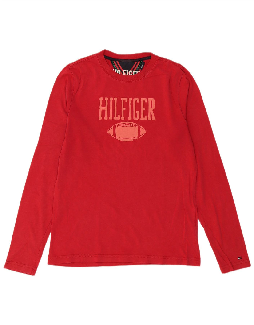 Męski top graficzny Tommy Hilfiger z długim rękawem, mały, czerwony, bawełniany