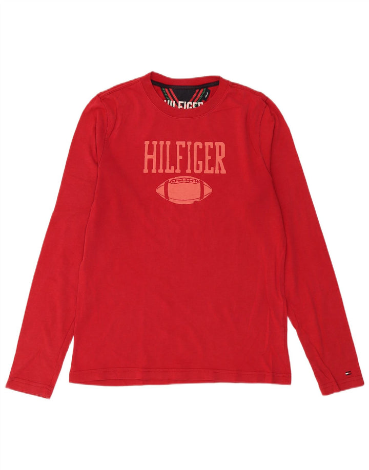 Męski top graficzny Tommy Hilfiger z długim rękawem, mały, czerwony, bawełniany