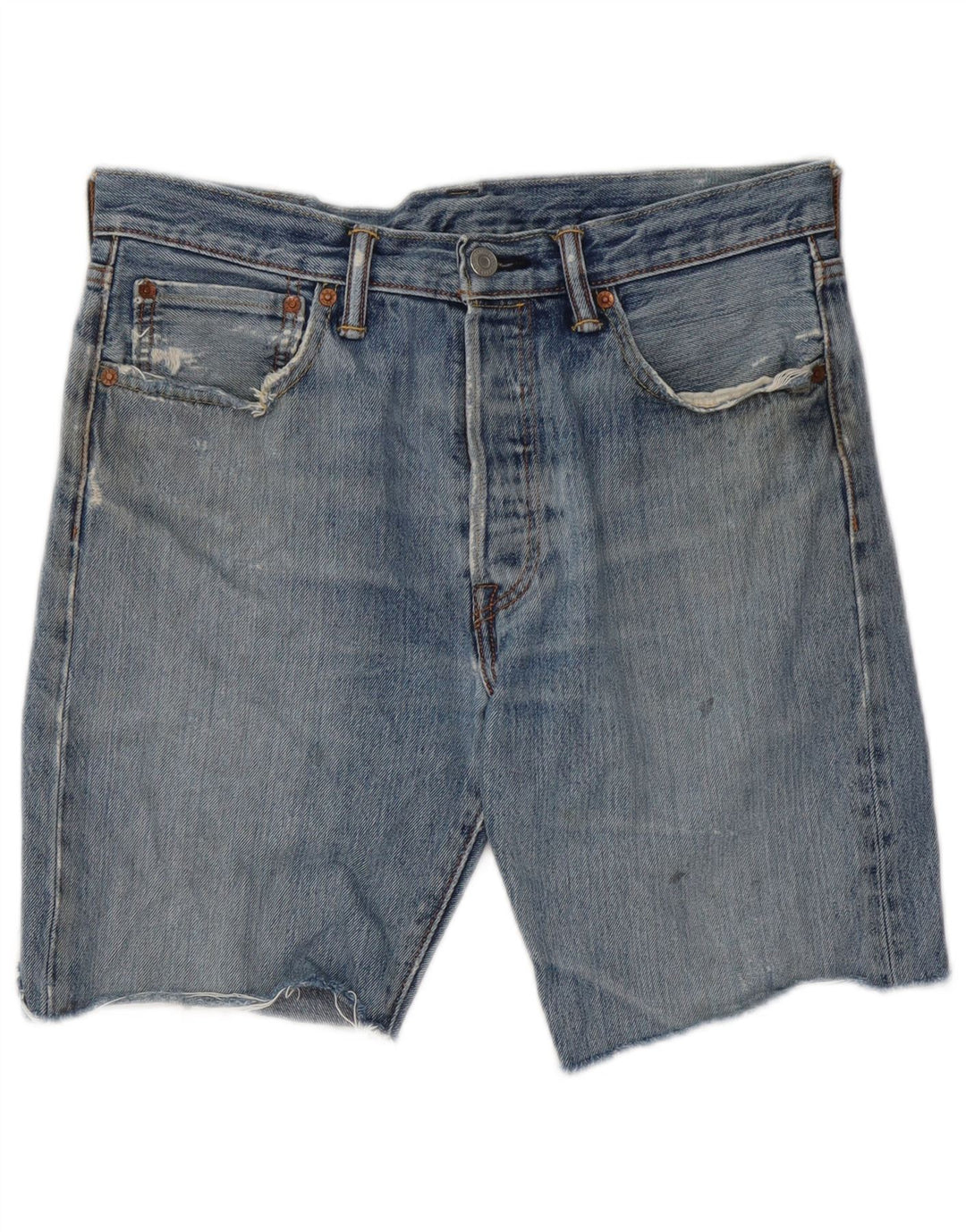 Męskie spodenki jeansowe Levi's 501 w trudnej sytuacji W32 Średnioniebieskie bawełniane