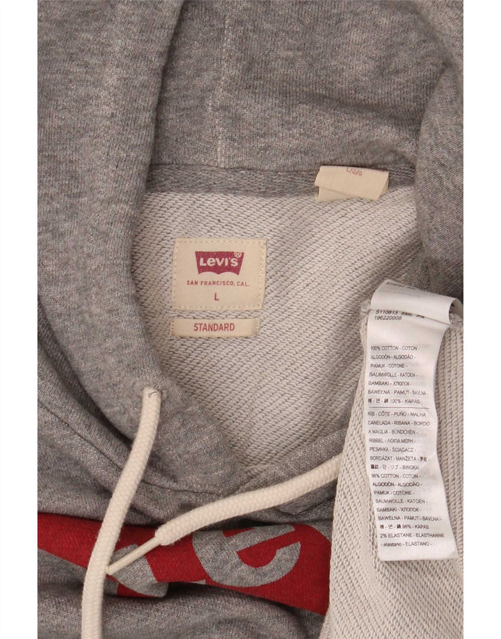 Męski sweter z kapturem z grafiką Levi's, duży, szary, bawełniany