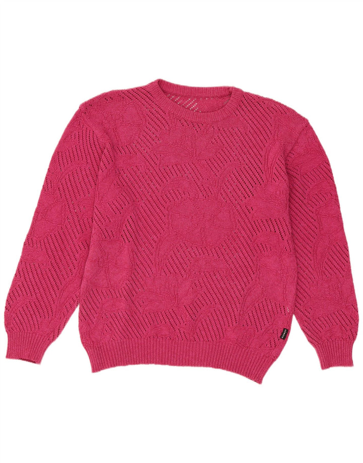 Damski sweter oversize Almira z okrągłym dekoltem IT 40, mały, różowy, bawełniany