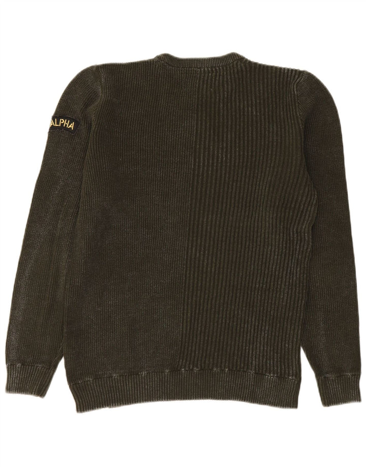 Męski sweter Jack & Jones z okrągłym dekoltem, średnio zielony, bawełniany