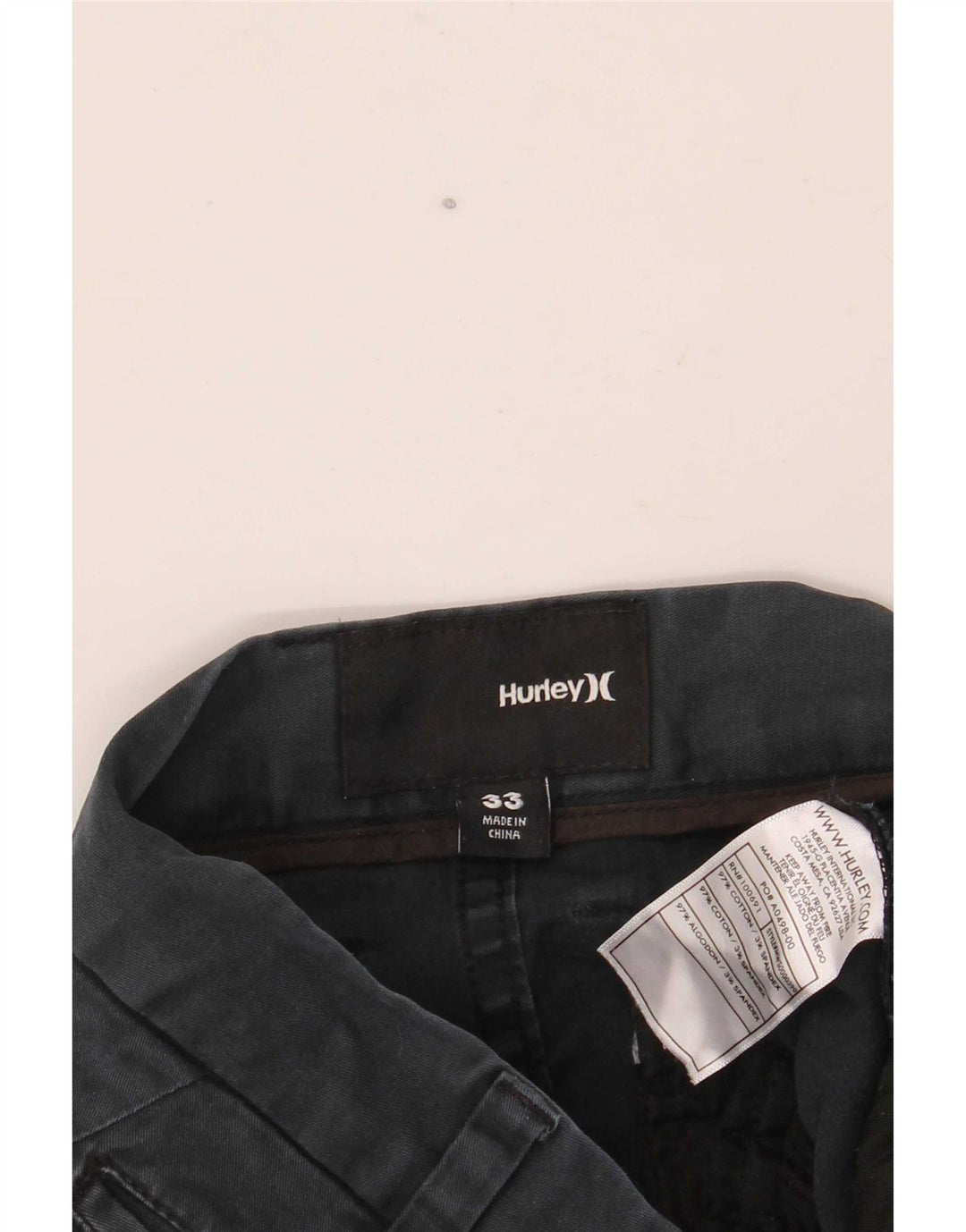 Męskie spodenki Chino Hurley W33 Średni granatowy, bawełniany