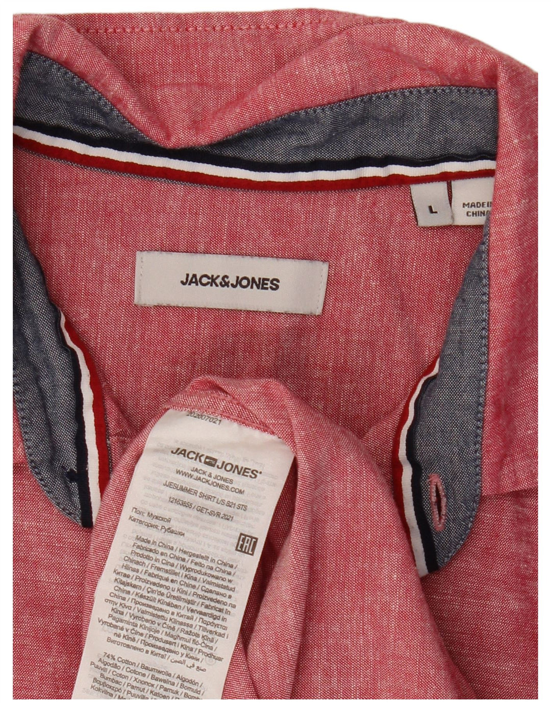 Koszula męska JACK & JONES, duża, czerwona, bawełniana