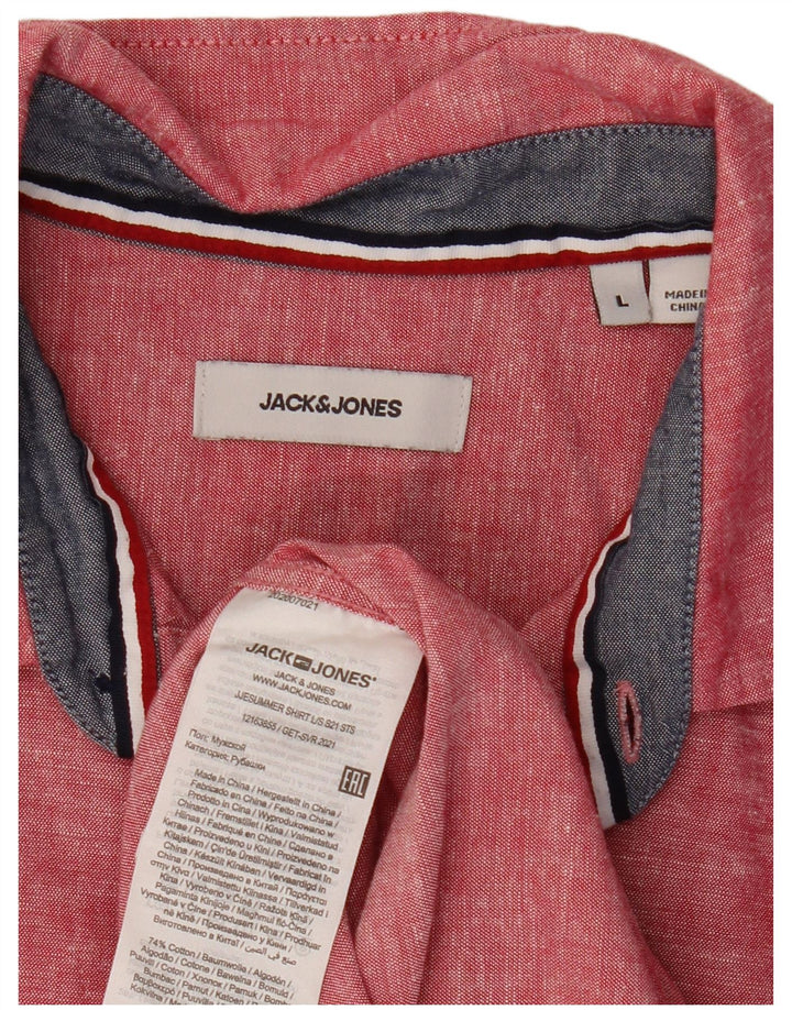 Koszula męska JACK & JONES, duża, czerwona, bawełniana