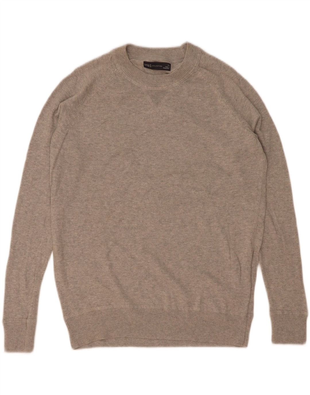 Marks & Spencer Męski sweter z okrągłym dekoltem XS, szary, bawełniany