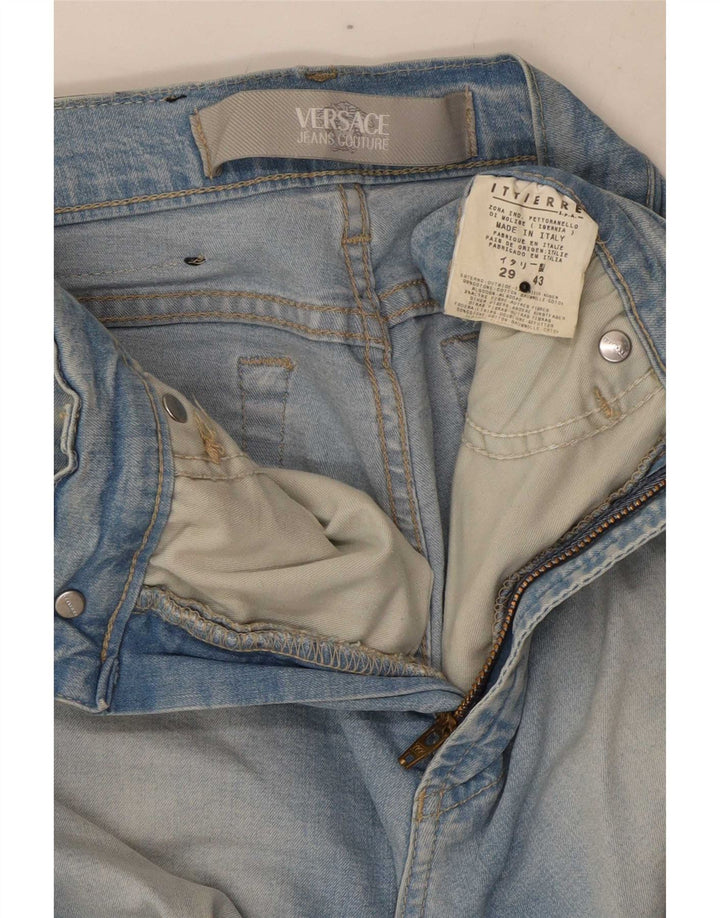 Damskie jeansy rozkloszowane Versace W29 L32 Niebieskie bawełniane