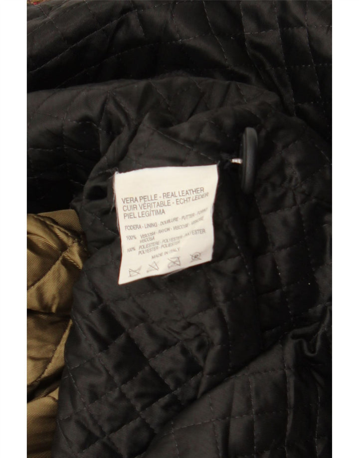 VINTAGE damski płaszcz skórzany UK 18 XL czarna skóra