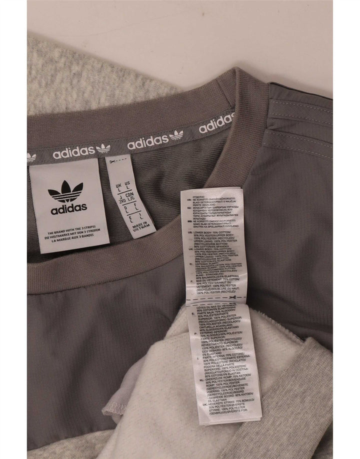 Bluza męska Adidas, duża, szara, z blokami kolorów, bawełniana