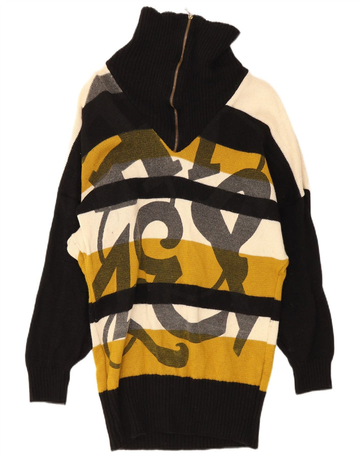 Vintage damski sweter z zamkiem błyskawicznym IT42 w średnie wielokolorowe paski