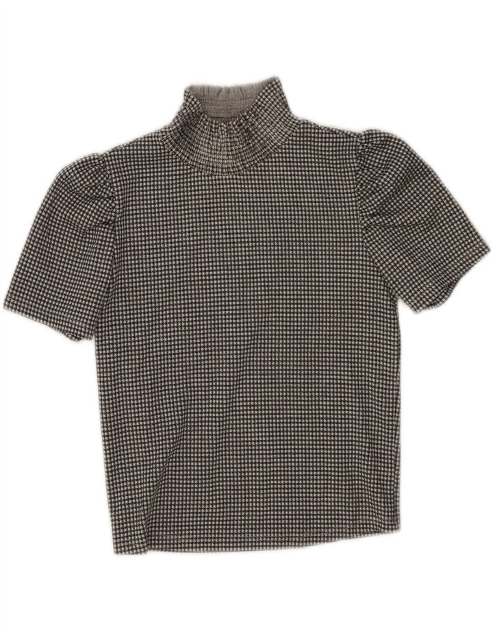 Krótka bluzka damska Zara Top UK 10, mała, czarna pepitka